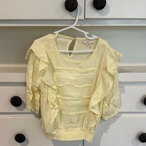 Hayden girls Yellow Ruffled Blouse 7/8 like new